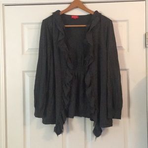 Grey Cardigan With Tulle Details